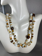 Load image into Gallery viewer, Vintage Amber and White Glass Beads Necklace 54 Inch