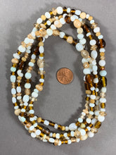 Load image into Gallery viewer, Vintage Amber and White Glass Beads Necklace 54 Inch