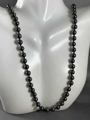 Vintage Necklace Charcoal Gray Hematite Beads 32 Inch