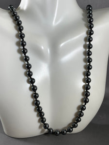 Vintage Necklace Charcoal Gray Hematite Beads 32 Inch