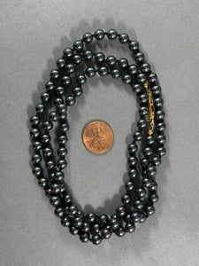 Vintage Necklace Charcoal Gray Hematite Beads 32 Inch