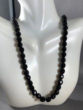 Load image into Gallery viewer, Vintage Black Faceted Glass Beads Necklace 22 Inch