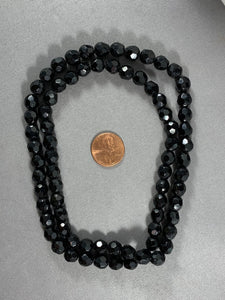 Vintage Black Faceted Glass Beads Necklace 22 Inch