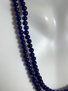 Vintage Blue Opalescent Glass Beads Necklace 34 Inch