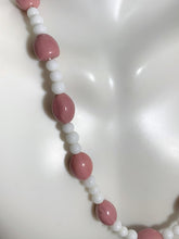 Load image into Gallery viewer, Vintage Pink and White Glass Beads Necklace 17 Inch