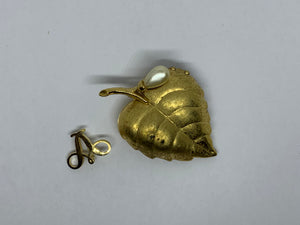2 Avon Pins A Seller Pin and Leaf Locket With Elusive Perfume Glace