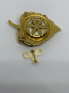 2 Avon Pins A Seller Pin and Leaf Locket With Elusive Perfume Glace