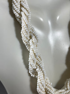 Vintage 12-Strand White Seed Glass Beads Necklace 18 Inch