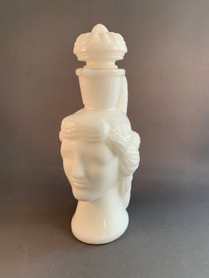 Vintage Avon Milk Glass Grecian Pitcher Skin So Soft Bath Oil Bottle Empty