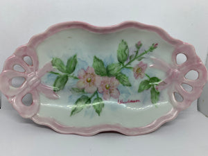 Pink Floral Candy Dish Henderson Ceramic Pottery