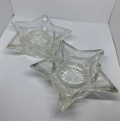2 Avon Vintage Star Glass Votive Candle Holders