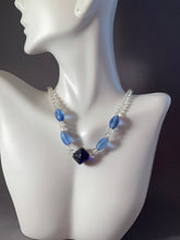 Load image into Gallery viewer, Vintage Necklace Translucent and Blue Glass Beads 16 Inch