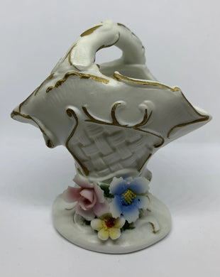 Norleans Floral Basket Porcelain Figurine Vintage Taiwan