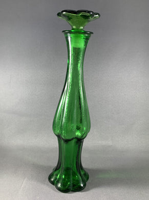 Avon Vintage Emerald Green Glass Bud Vase with Stopper Cologne Bottle Empty