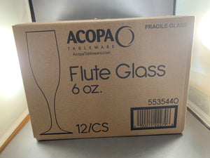 12 Acopa Champagne Flute Tableware Glasses 6 OZ NEW Made in USA