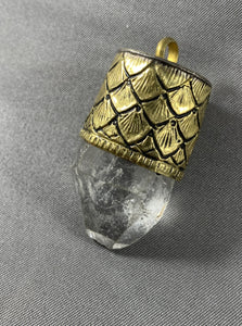 Tibetan Pendant Himalayan Crystal Repousse Brass Jewelry