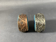 Load image into Gallery viewer, 2 Tibetan Buddha Eye Beads Lapis &amp; Turquoise Inlay Metal Jewelry