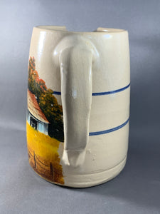 Hand Painted Pitcher Barn Farm with Chickens