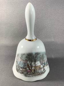 Avon Vintage Porcelain Bell 1978 Representative's Award Winter Water Mill