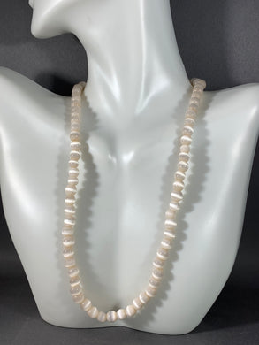 Vintage Childs Necklace White Iridescent Glass Beads 15 Inch