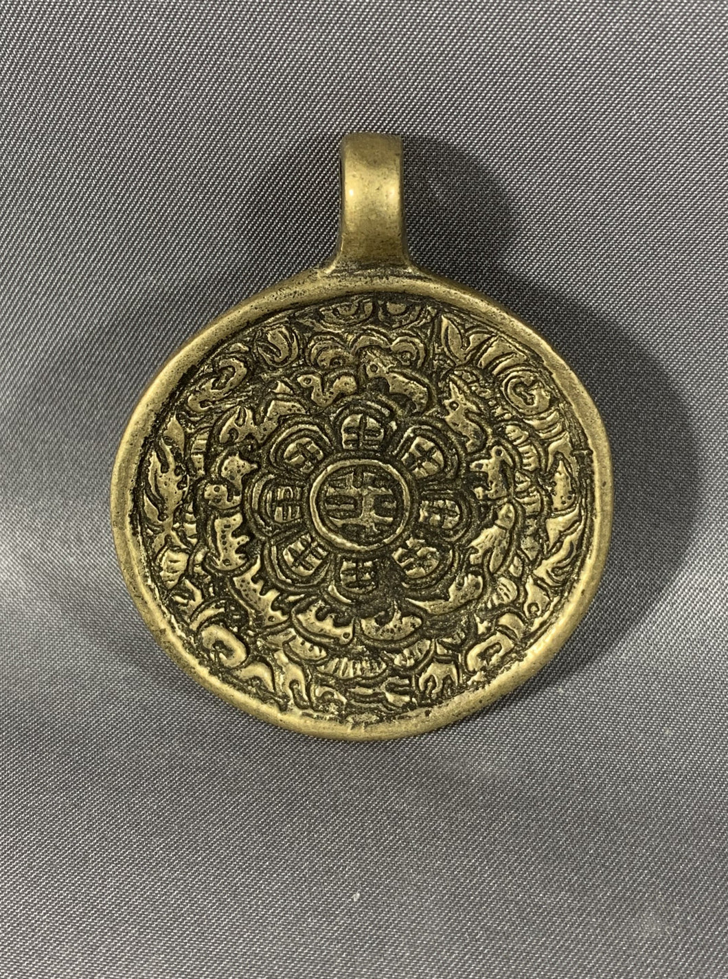 Tibetan Pendant Zodiac Calendar Double Dorje Brass Metal