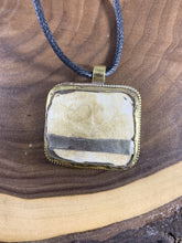 Load image into Gallery viewer, Tibetan Necklace Old Conch Shell Pendant Brass Repousse