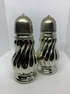 2 Avon Salt Shaker Silver Swirls Sweet Honesty Vintage Bottles Empty