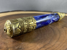 Load image into Gallery viewer, Huge Tibetan Blue Copal Bead Brass End Caps Jewelry 6 INCH
