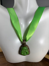 Load image into Gallery viewer, Tibetan Lemon Turquoise Laughing Buddha Head Pendant Silver Repousse