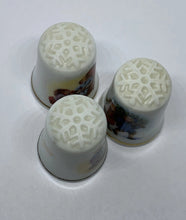 Load image into Gallery viewer, 3 Avon Snowflakes Porcelain Christmas Thimbles 1981, 1982, 1983 Made in Japan