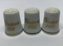 Load image into Gallery viewer, 3 Avon Snowflakes Porcelain Christmas Thimbles 1981, 1982, 1983 Made in Japan