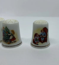 Load image into Gallery viewer, 3 Avon Snowflakes Porcelain Christmas Thimbles 1981, 1982, 1983 Made in Japan