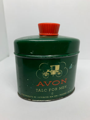 Avon Vintage Bottle Talc For Men Tin Can Green Shaker