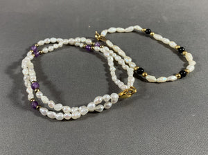 2 Vintage Fresh Water Pearl Beads Bracelets White