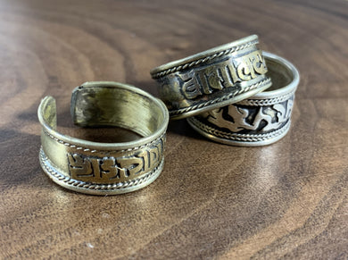 3 Tibetan Toe Rings Silver & Copper Metal Adjustable