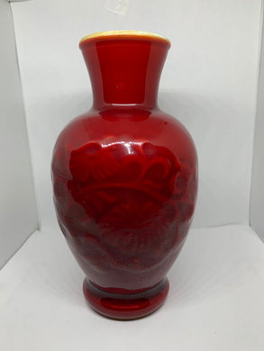 Avon Vintage Glass Oriental Red Vase Spring Bouquet Fragranced