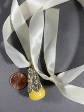 Load image into Gallery viewer, Tibetan Pendant Yellow Jade Stone Silver Repousse Jewelry