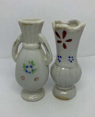 2 Miniature Porcelain Vases Japan Vintage
