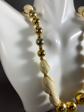 Napier Vintage Necklace Gold Color Hollow Metal Beads 23 Inch