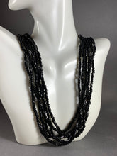 Load image into Gallery viewer, Vintage Necklace 6-Strand Black Seed Glass Beads 25 Inch