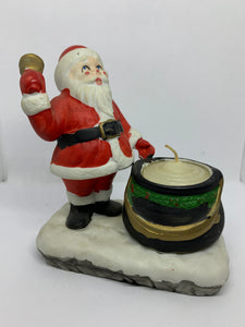 M Workman Porcelain Candle Holder Votive Santa Claus 1987 Christmas