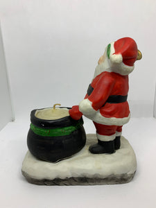 M Workman Porcelain Candle Holder Votive Santa Claus 1987 Christmas