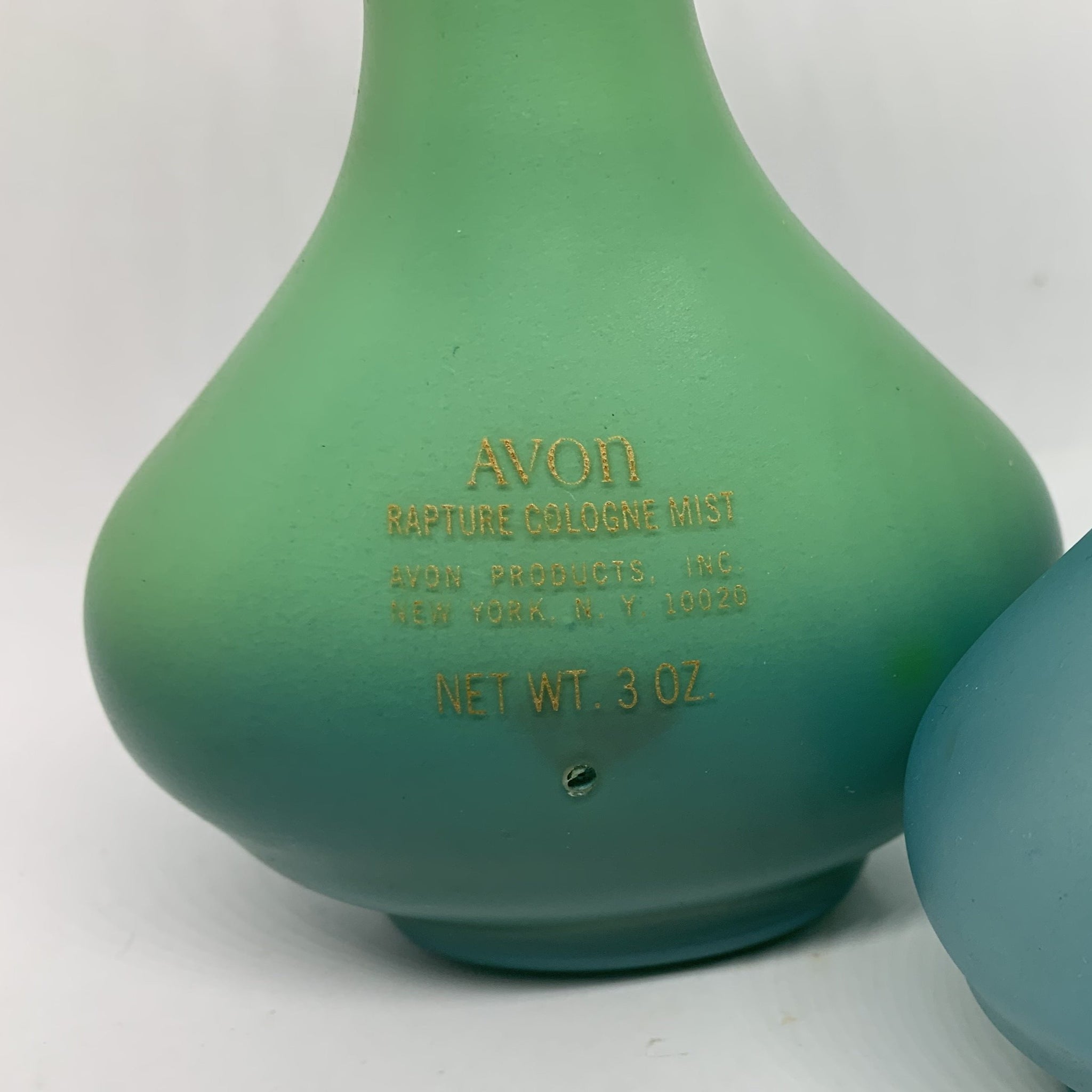 Avon Vintage Rapture Cologne Blue Green Glass Bottle Empty Stews