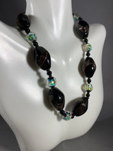 Load image into Gallery viewer, Vintage Necklace Black Glass Beads 13 Inch