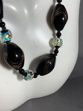 Load image into Gallery viewer, Vintage Necklace Black Glass Beads 13 Inch