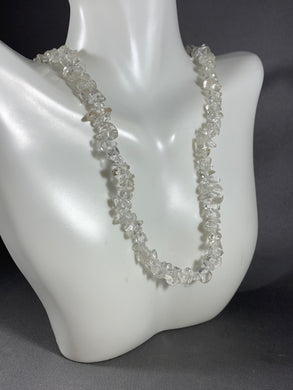 Vintage Necklace Clear Chunky Crystal Glass Beads 16 Inch