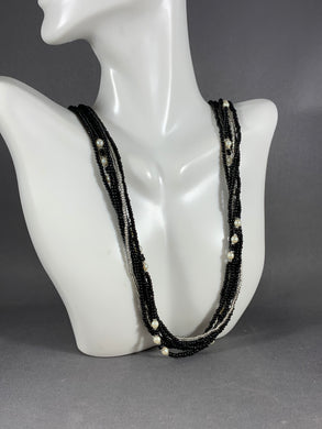 Vintage Set Necklace & Bracelet 6-Strand Seed Glass Beads 16-24 Inch