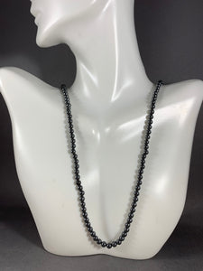 Vintage Necklace Silver Hematite Beads 35 Inch