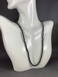 Vintage Necklace Silver Hematite Beads 35 Inch