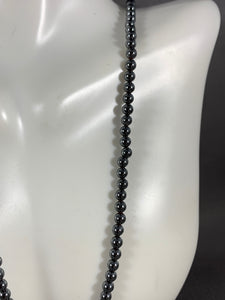 Vintage Necklace Silver Hematite Beads 35 Inch